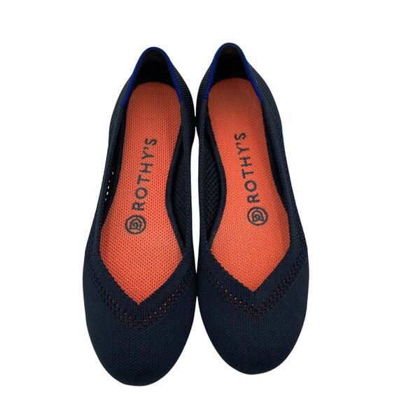 Rothys Maritime Blue Lattice Stitch Womans 6 Round Toe Ballet Flat Slip On Shoes - Picture 2 of 12